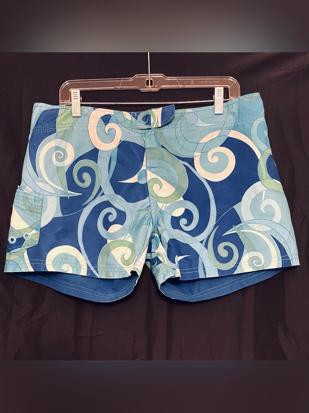 Swirl Print Blue Women's (junior size) Board Shorts